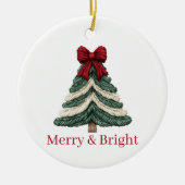 Yarn Faux Embroidery Christmas Tree Merry Bright Keramik Ornament (Vorne)