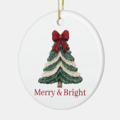 Yarn Faux Embroidery Christmas Tree Merry Bright Keramik Ornament (Links)