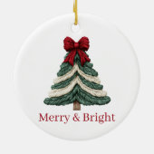 Yarn Faux Embroidery Christmas Tree Merry Bright Keramik Ornament (Hinten)