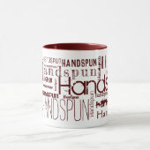 Yarn HANDSPUN! Typografie Red Maroon Tasse (Zentrum)