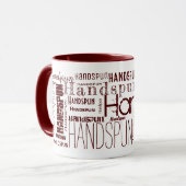 Yarn HANDSPUN! Typografie Red Maroon Tasse (Vorderseite Links)