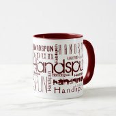 Yarn HANDSPUN! Typografie Red Maroon Tasse (VorderseiteRechts)
