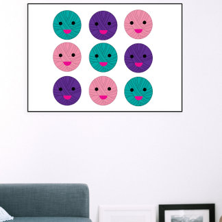 Yarn Kawaii Lila Aquamarin Poster