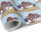 Yarn Knitting Funny Cat Geschenkpapier (Rolleneckpunkt)