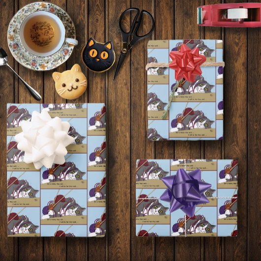 Yarn Knitting Funny Cat Geschenkpapier Set