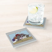 Yarn Knitting Funny Cat Glasuntersetzer (Schrägansicht)