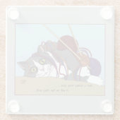 Yarn Knitting Funny Cat Glasuntersetzer (Rückseite)