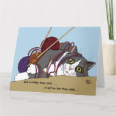 Yarn Knitting Funny Cat Karte (Vorderseite)