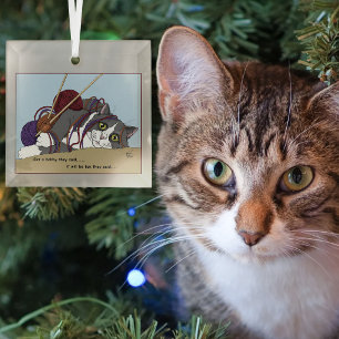 Yarn Knitting Funny Cat Ornament Aus Glas