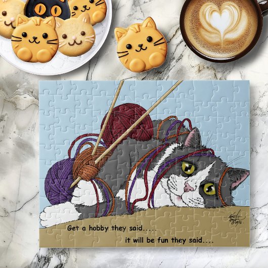 Yarn Knitting Funny Cat Puzzle