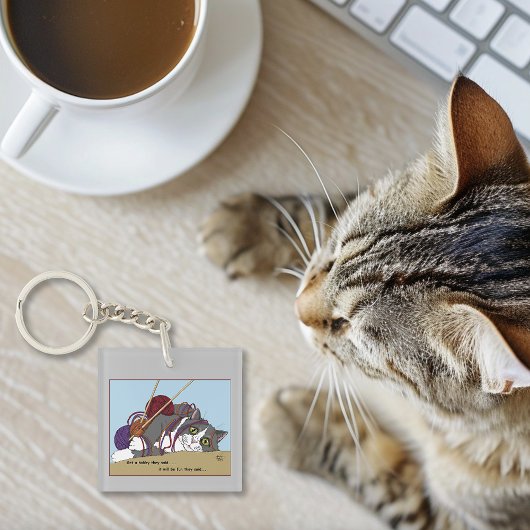 Yarn Knitting Funny Cat Schlüsselanhänger