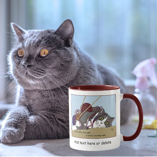 Yarn Knitting Funny Cat Tasse