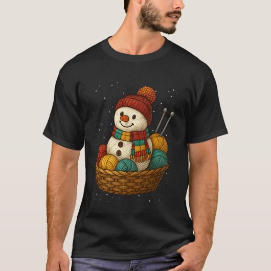 Yarn Snowman Knitting Crafting Crocheting Quilter T-Shirt (Vorderseite)