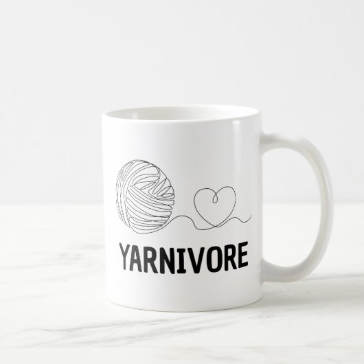 Yarnivore, Funny Knitting & Knitter Geschenk Kaffeetasse (Rechts)
