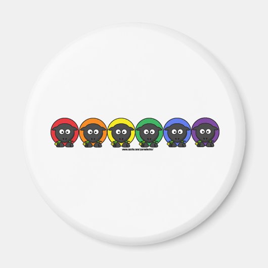 Yarnoholics Anonymous Fluffy Rainbow Sheep Magnet (Vorne)