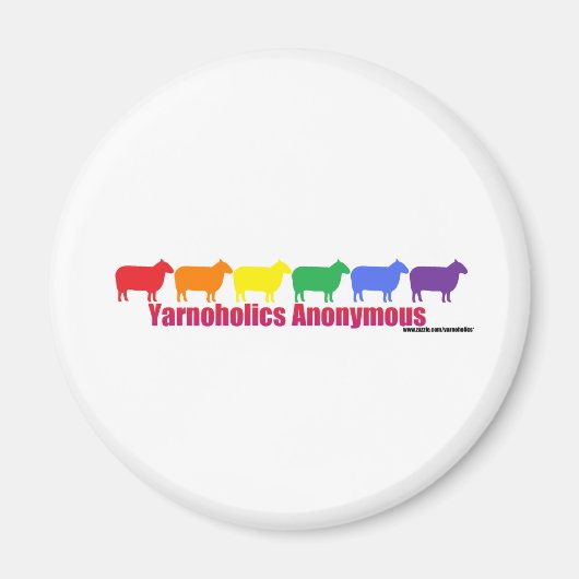 Yarnoholics Anonymous Rainbow Sheep Magnet (Vorne)