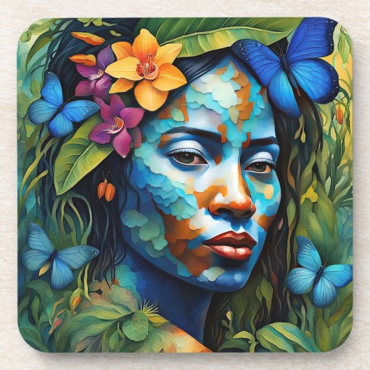 "Yarumi" Orchid Spirit - Frauen in Amazonien Getränkeuntersetzer (Vorderseite)