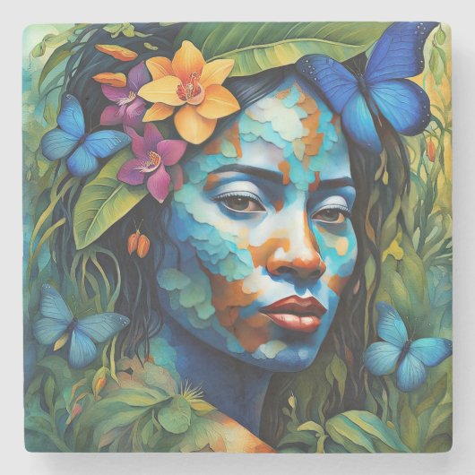 "Yarumi" Orchid Spirit - Frauen in Amazonien Steinuntersetzer (Vorderseite)