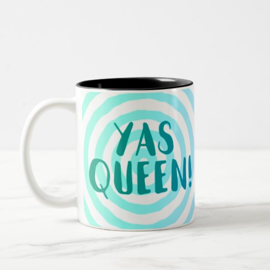 Yas Königin! Blaue Kreis-Muster-Schale Zweifarbige Tasse (Links)