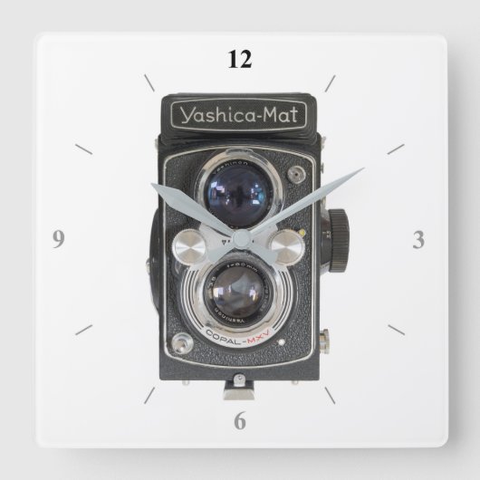 Yashica-Mat Quadratische Wanduhr (Vorderseite)