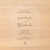 Yasmin Moderne Hochzeit Save the Date Acryleinladungen (Vorderseite)