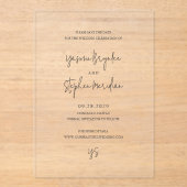 Yasmin Moderne Hochzeit Save the Date Acryleinladungen (Vorderseite)