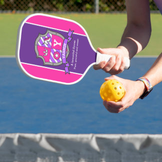 Yasmin name meaning letter Y pink crest unicorn Pickleball Schläger