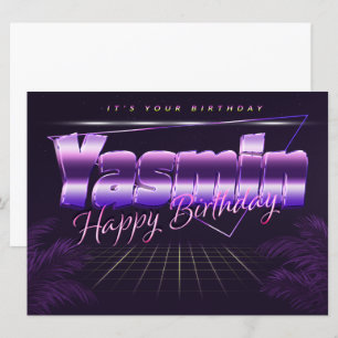 Yasmin Name Vorname lila retro Karte Geburtstag