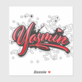 Yasmin red Heart Graffiti Aufkleber Sticker (Blatt)