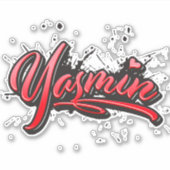 Yasmin red Heart Graffiti Aufkleber Sticker (Vorderseite)