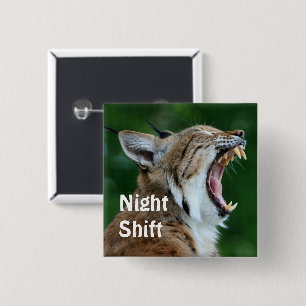 Yawning Bobcat Button