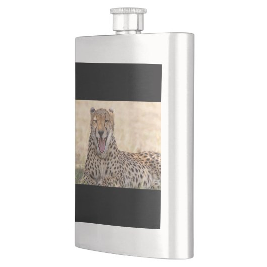 Yawning Cheetah Flachmann (Links)