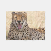 Yawning Cheetah Fleecedecke (Vorderseite (Horizontal))