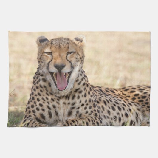 Yawning Cheetah Geschirrtuch (Horizontal)