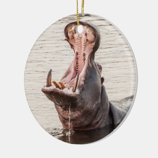 Yawning Hippo Keramik Ornament (Links)