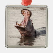 Yawning Hippo Ornament Aus Metall (Vorne)