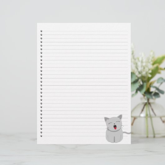 Yawning Kitty Lined Letterhead (Stehend Vorderseite)