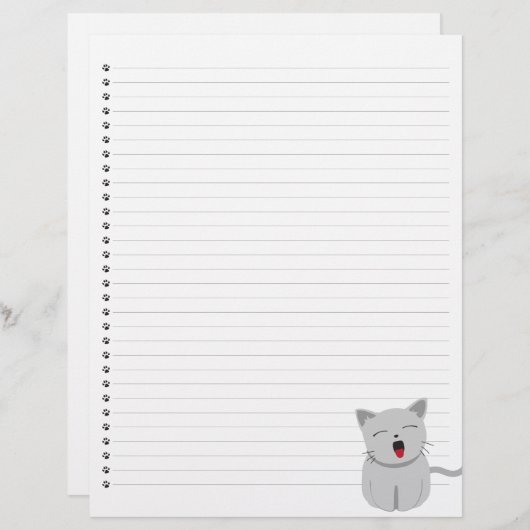 Yawning Kitty Lined Letterhead (Vorne/Hinten)