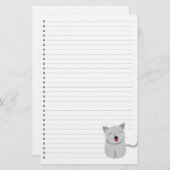 Yawning Kitty Lined Stationery Briefpapier (Vorne/Hinten)