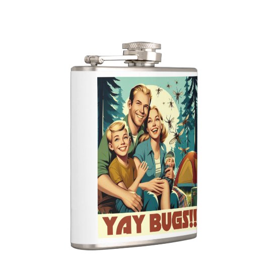 Yay Bugs Camping Funny Flachmann (Rechts)