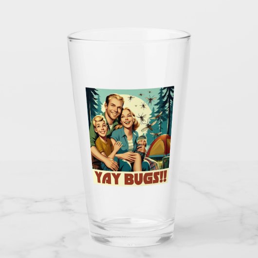 Yay Bugs Camping Funny Glas (Vorderseite)