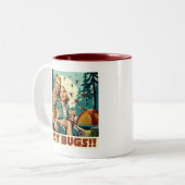Yay Bugs Camping Funny Zweifarbige Tasse (Vorderseite Links)