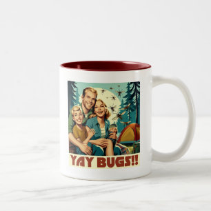Yay Bugs Camping Funny Zweifarbige Tasse