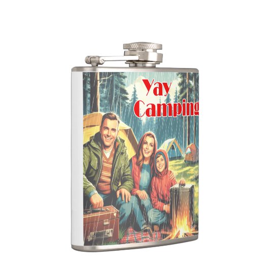 Yay Camping im Regen Flachmann (Rechts)