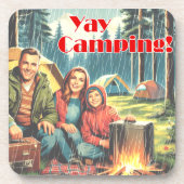 Yay Camping im Regen Getränkeuntersetzer (Vorderseite)
