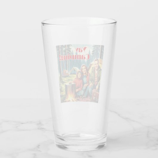 Yay Camping im Regen Glas (Rückseite)