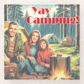 Yay Camping im Regen Glasuntersetzer (Vorderseite)