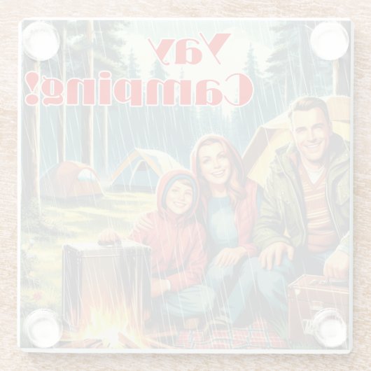 Yay Camping im Regen Glasuntersetzer (Rückseite)