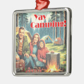 Yay Camping im Regen Ornament Aus Metall (Links)