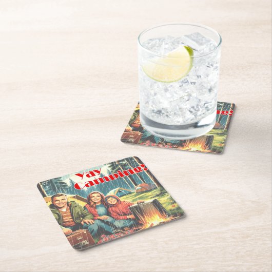 Yay Camping im Regen Rechteckiger Pappuntersetzer (Vor Ort)